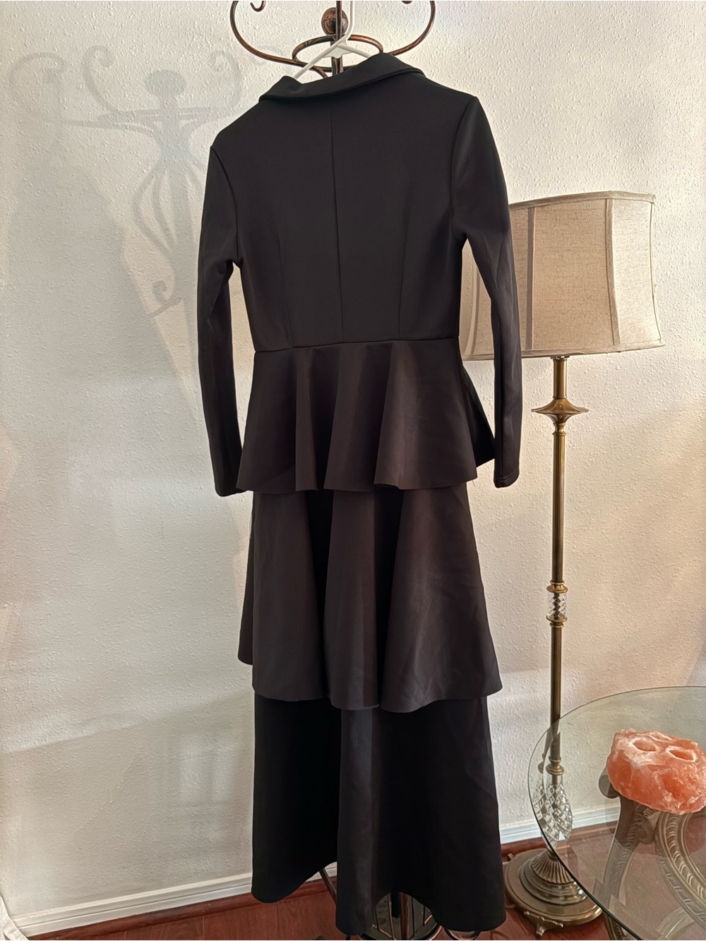 SHEIN Black Double-Breasted Maxi Dress with Peplum and Gold Buttons - Picture 8 of 8